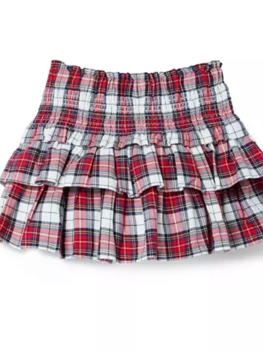 Janie and Jack Red Plaid Ruffled Smocked Mini Skirt